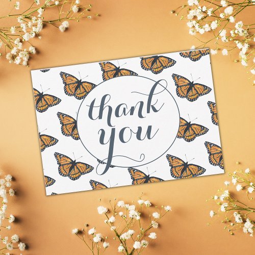 Pretty Monarch Butterfly Pattern Thank You Card