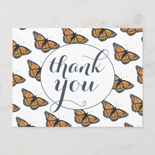 Pretty Monarch Butterfly Pattern Thank You Postcard
