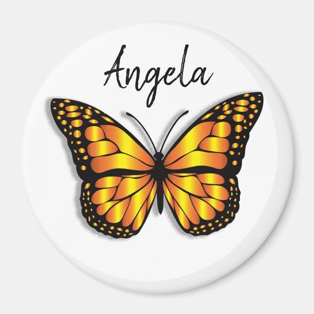 Pretty Monarch Butterfly Personalized Name Magnet (Front)