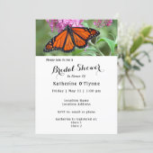 Pretty Monarch Butterfly Pink Floral Bridal Shower Invitation (Standing Front)