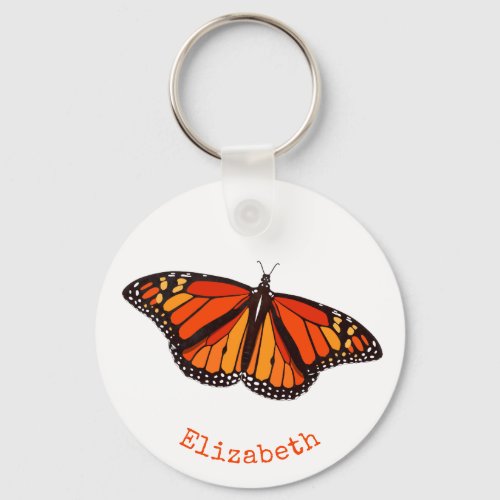 Pretty Monarch Butterfly w wings open Keychain