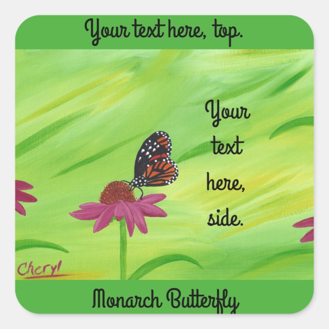 Pretty Monarch Butterfly, Your Text Stickers (Front)