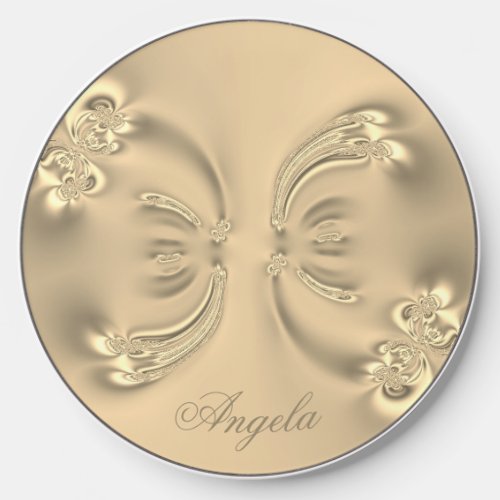 Pretty Monogram Elegant Butterfly Wings Gold Wireless Charger