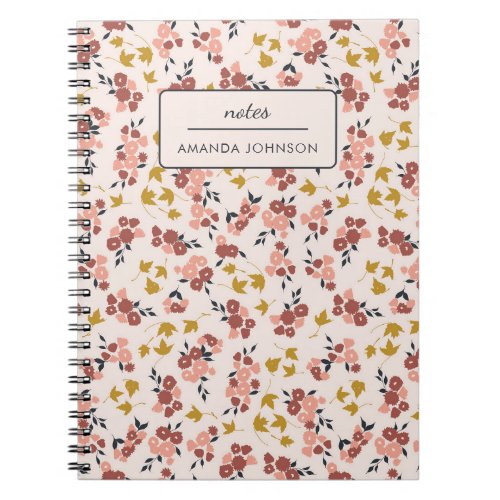 Pretty Monogram Floral Blush Pink Background Notebook