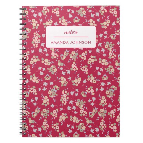 Pretty Monogram Floral Dark Hot Pink Background Notebook