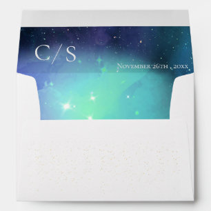 Pretty Monogram Galaxy UNDER THE STAR Wedding Envelope