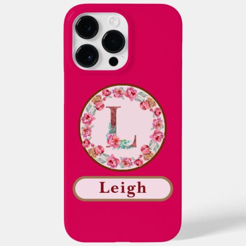 Pretty Monogram L Floral Case_Mate iPhone 14 Pro Max Case