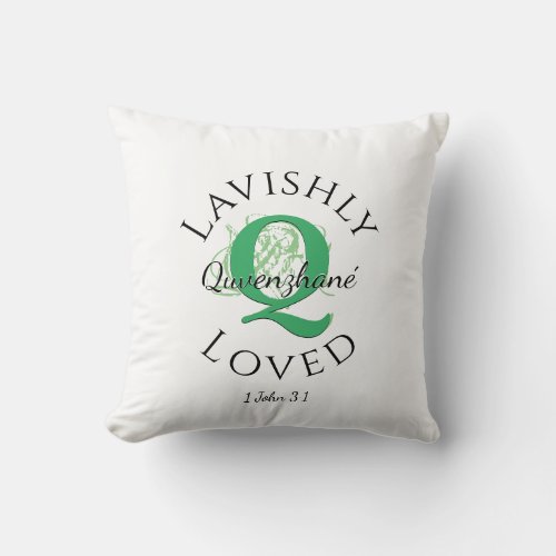 Pretty Monogram LAVISHLY LOVED Christian Throw Pillow