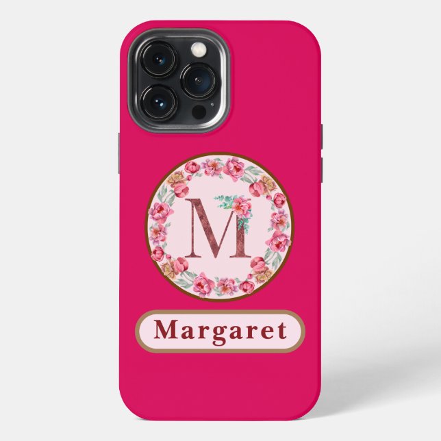 Pretty Monogram M Floral Iphone Case (Back)
