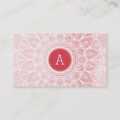 PRETTY MONOGRAM modern boho mandala pattern pink Business Card