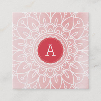 PRETTY MONOGRAM modern boho mandala pattern pink Square Business Card