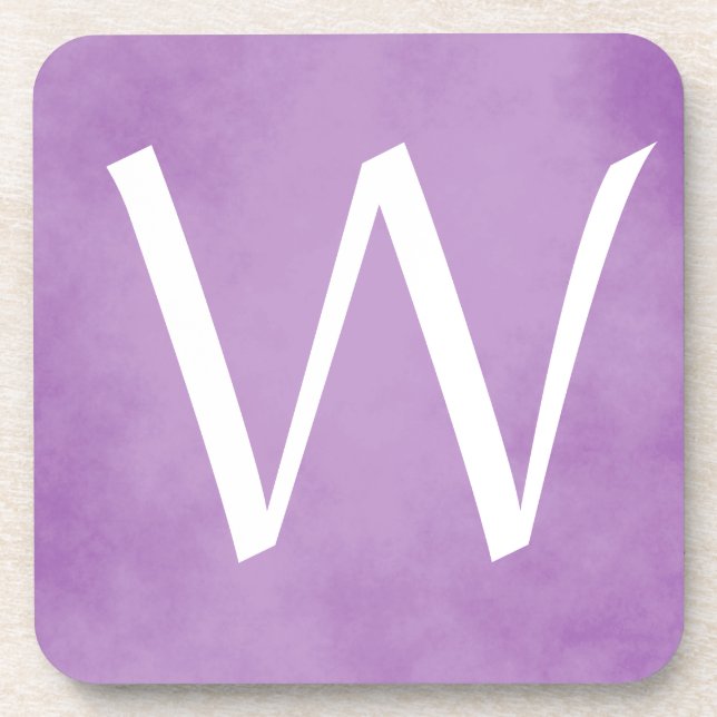 Pretty monogram purple beverage coaster (Front)