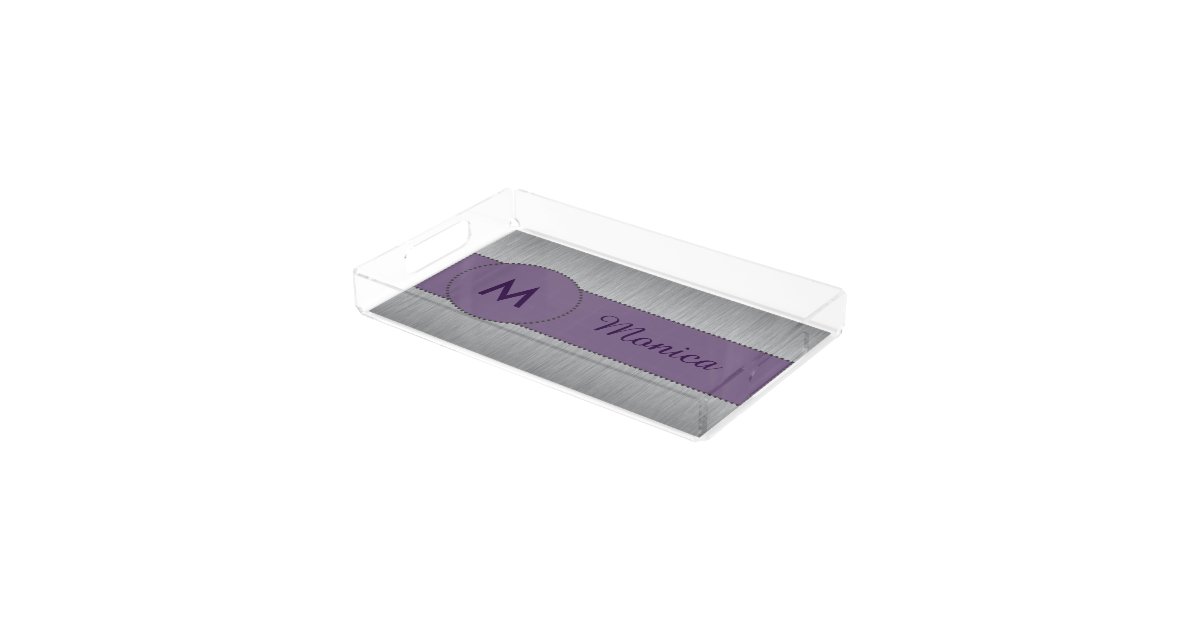 Pretty Monogram Purple & Silver Vanity Tray | Zazzle Pretty Monogram Purple & Silver Vanity Tray | Zazzle