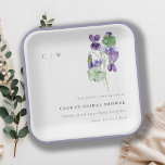 Pretty Monogram Violet Floral Bunch Bridal Shower Paper Plates<br><div class="desc">Pretty Watercolor Violet Floral Theme Collection.- it's an elegant script watercolor Illustration of soft delicate violets,  meadow flowers perfect for your summer spring and country wedding & parties. It’s very easy to customize,  with your personal details. If you need any other matching product or customization,  kindly message via Zazzle.</div>