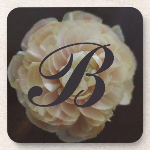 Pretty Monogrammed Coaster with flower background