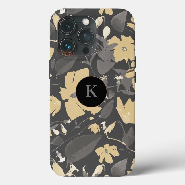 Pretty Monogrammed Floral Pattern Case-Mate iPhone Case (Back)
