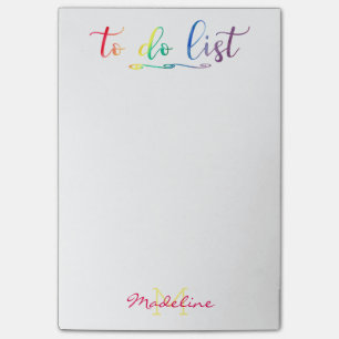 Pretty Monogrammed To Do List Modern Rainbow Post-it Notes