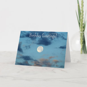Pretty Moon and Clouds Sky Birthday Card