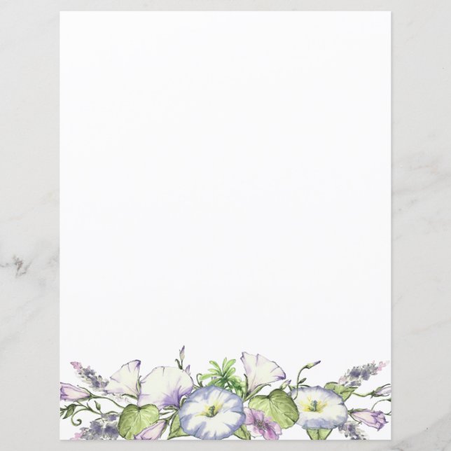 Pretty Morning Glory Stationery Paper (Front)