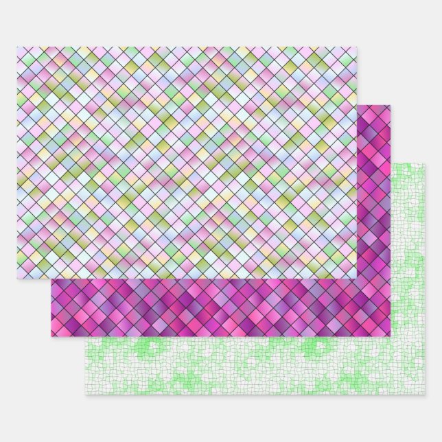 Pretty Mosaic Patterns Wrapping Paper Sheets (Set)