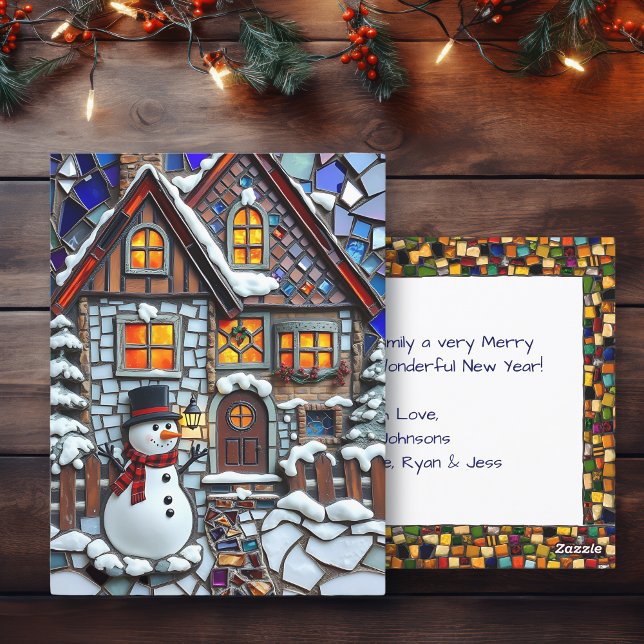 Pretty Mosaic Tile and Stained Glass Christmas Postcard (Creator Uploaded)