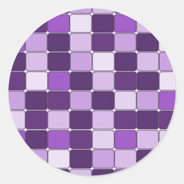 Pretty Mosaic Tile Pattern Purple Lilac Lavender Classic Round Sticker (Front)