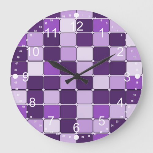 Pretty Mosaic Tile Pattern Purple Lilac Lavender Large Clock