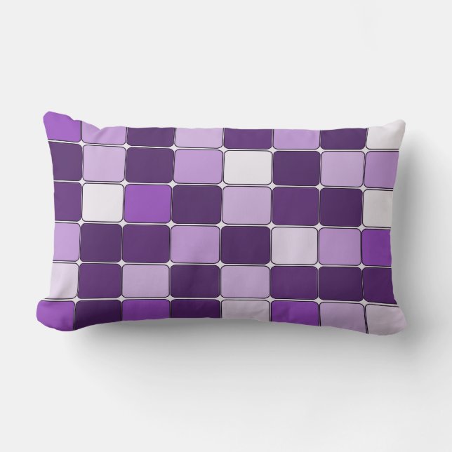 Pretty Mosaic Tile Pattern Purple Lilac Lavender Lumbar Pillow (Front)