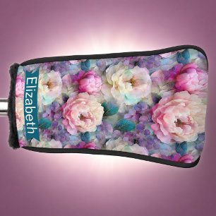 Pretty Mother of Pearl Flowers Personalized Golf Head Cover
