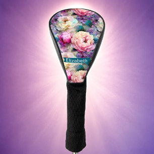 Pretty Mother Of Pearl Flowers Personalized Golf Head Cover