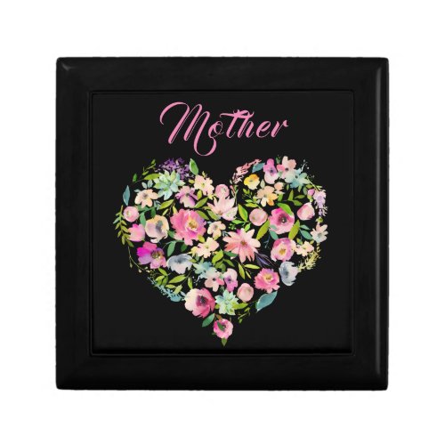 Pretty Mothers Day Floral Heart Personalized Gift Box