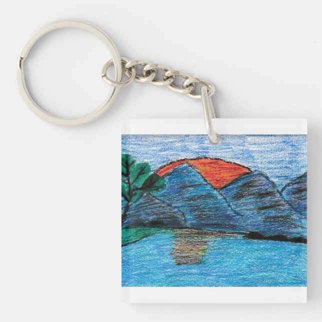 Pretty Mountain Sunset  Keychain (Front)