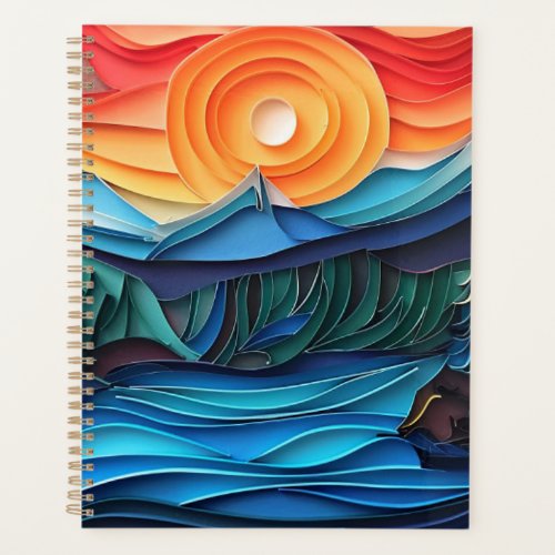 Pretty Mountain Sunset Lake Landscape Abstract Planner