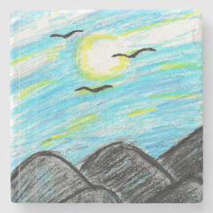 Pretty Mountain View Stone Coaster