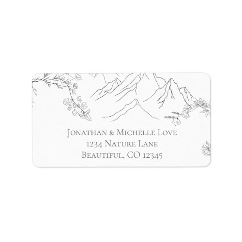 Pretty Mountains Flowers and Branches Address Label
