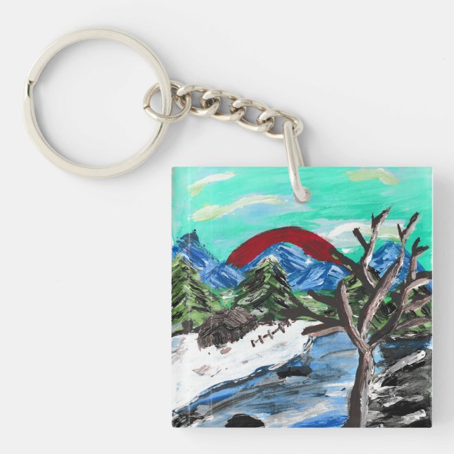 Pretty Mountains River  Keychain (Front)