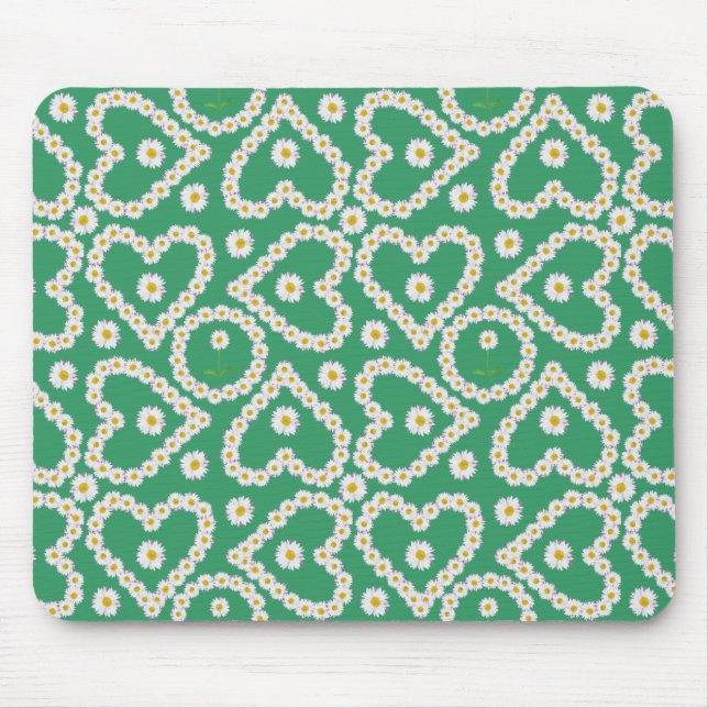 Pretty Mousepad: Daisy Chains on Green Mouse Pad (Front)
