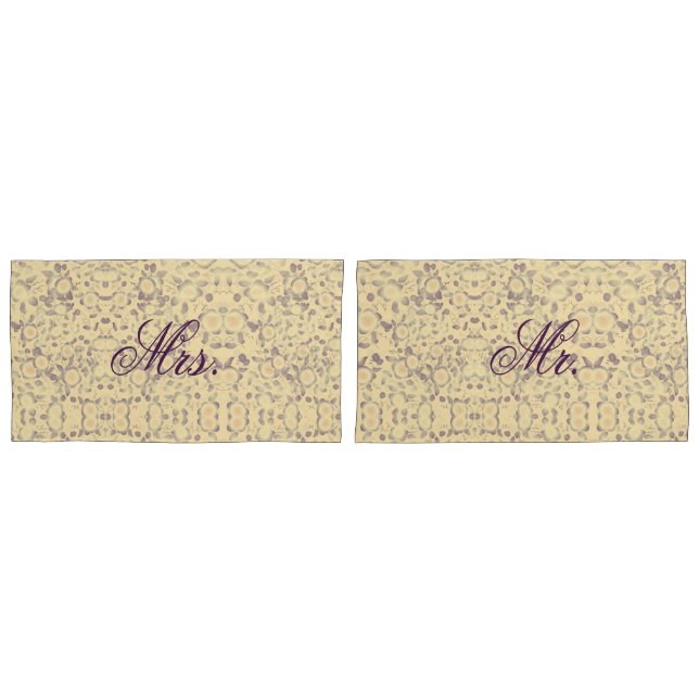 Pretty Mr And Mrs Patterned Pillow Case (Front-Set)