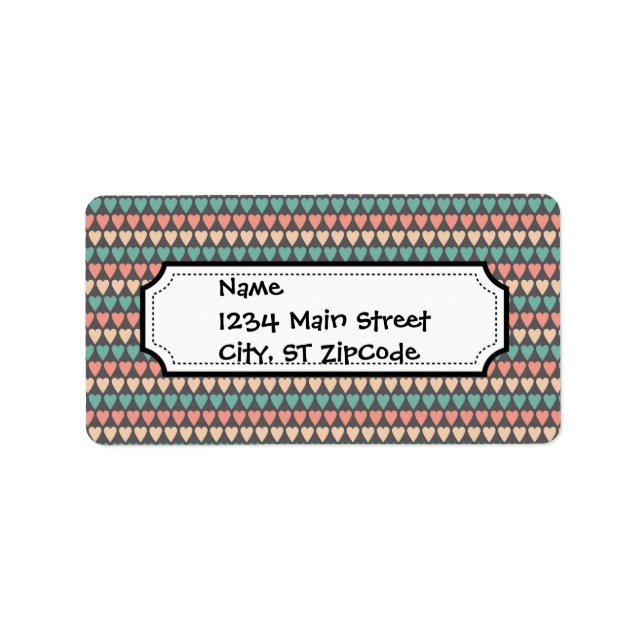 Pretty Multi Colored Heart Striped Pattern Label (Front)
