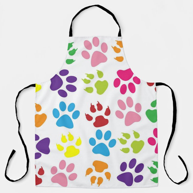 Pretty Multi Colored Paw prints Apron (Front)