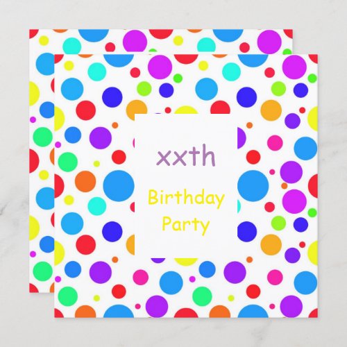 Pretty Multi Colored Spots Birthday Invitation