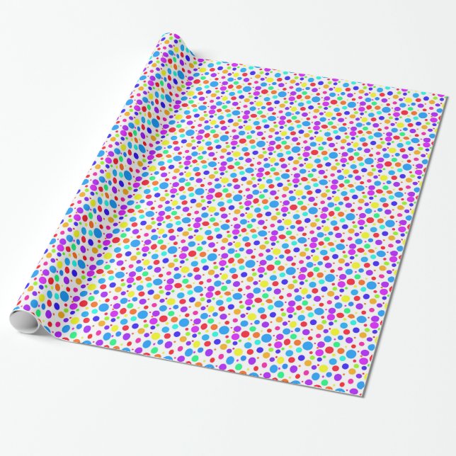 Pretty Multi Colored Spots Wrapping Paper (Unrolled)