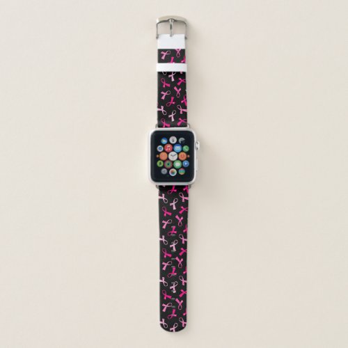 Pretty Multi Pink Breast Cancer Ribbon Pattern Apple Watch Band