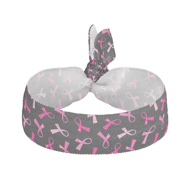 Pretty Multi Pink Breast Cancer Ribbon Pattern Elastic Hair Tie (Front)