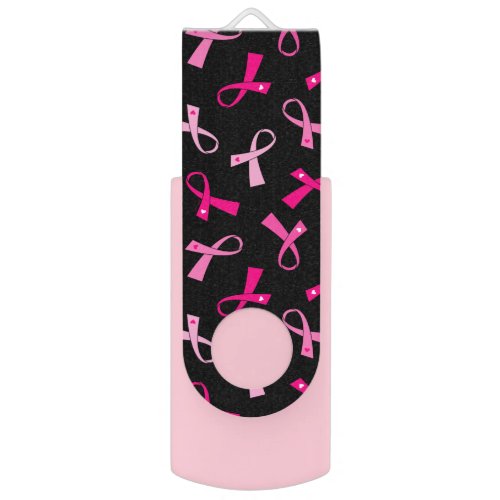 Pretty Multi Pink Breast Cancer Ribbon Pattern Flash Drive