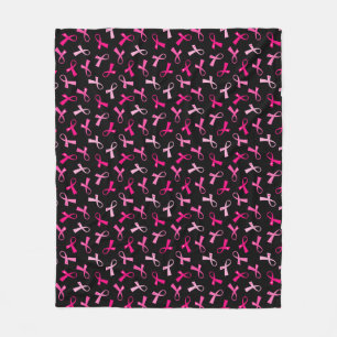 Pretty Multi Pink Breast Cancer Ribbon Pattern Fleece Blanket