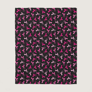 Pretty Multi Pink Breast Cancer Ribbon Pattern Fleece Blanket
