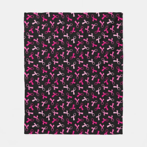 Pretty Multi Pink Breast Cancer Ribbon Pattern Fleece Blanket