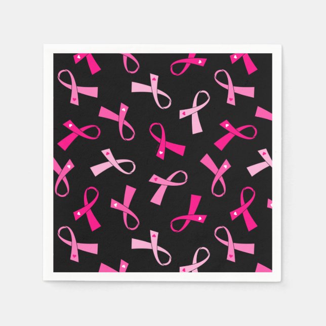Pretty Multi Pink Breast Cancer Ribbon Pattern Napkins (Front)