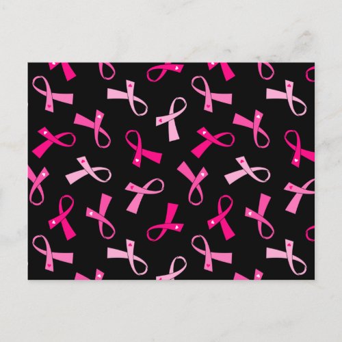 Pretty Multi Pink Breast Cancer Ribbon Pattern Postcard